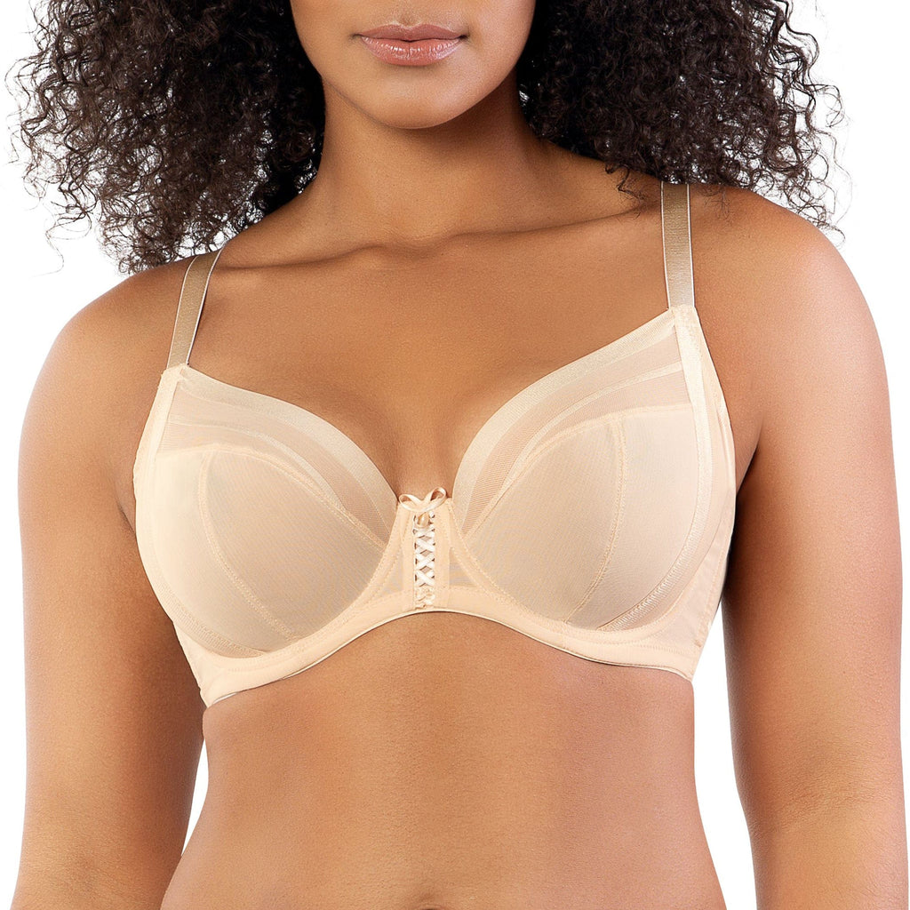 Parfait Lingerie PARFAIT Shea P6062 Women's Full Bust Mesh Plunge Unlined Wired Bra - Bare