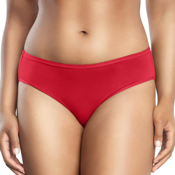 Ruched Back Hipster Panties with Black Gusset (Medium, Red