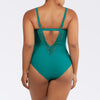 Parfait Lingerie PARFAIT Brigitte S8206 V-Neck One Piece Swimsuit with Lace Detail, Shelf Bra, and Full Coverage Fit - Dark Mint