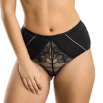 Parfait Lingerie PARFAIT Charlene P5005 High Waist Pretty Modern Vintage Lace Brief - Black