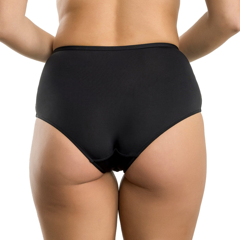 Parfait Lingerie PARFAIT Charlene P5005 High Waist Pretty Modern Vintage Lace Brief - Black