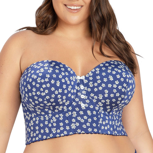 PARFAIT Dolly P50119 Women's Longline Strapless Bustier - Blue Daisy