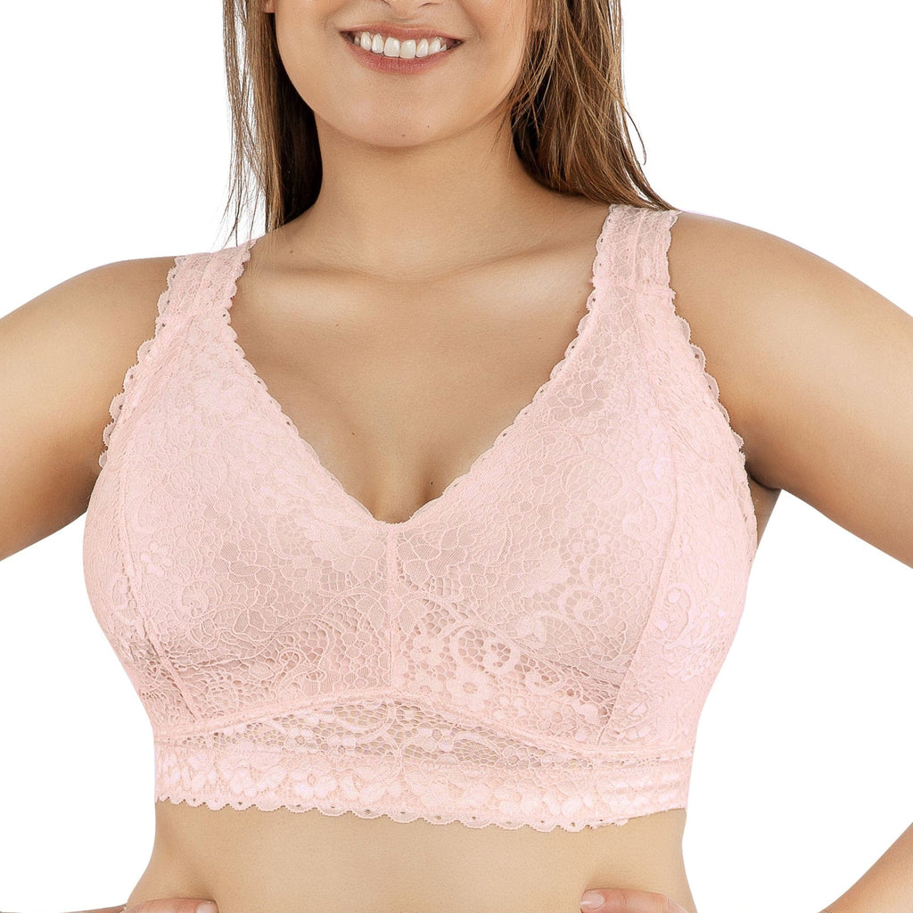 Parfait Lingerie PARFAIT Adriana P5482 Women's Curvy and Full Bust Supportive Wire-free Lace Bra   - Petal Pink