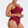Parfait Lingerie PARFAIT Brigitte S8206 V-Neck One Piece Swimsuit with Lace Detail, Shelf Bra, and Full Coverage Fit - Rumba Red