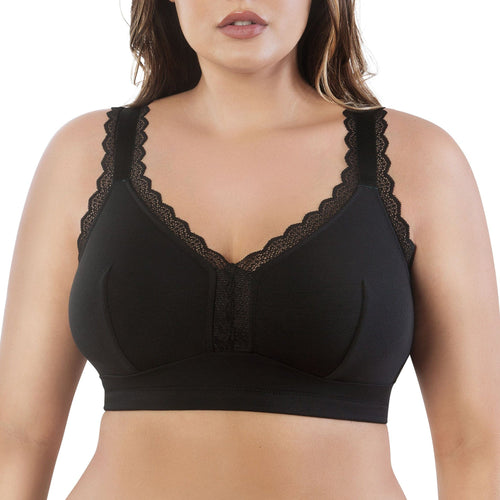 PARFAIT Dalis P5641 Women's Full Busted and Curvy Wire Free Bralette  - Black