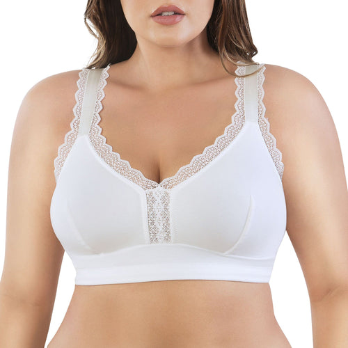 PARFAIT Dalis P5641 Women's Full Busted and Curvy Wire Free Bralette  - Pearl White