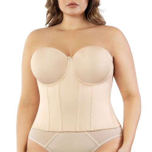 PARFAIT Elise P6097 Women's Full Bust Padded Strapless Full Back Bustier - Bare