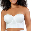 PARFAIT Elissa Women's Full Figure Strapless Bustier Bra - Longline, Seamless, Pearl White, Size 32D (UK Sizing)
