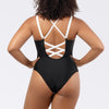 Parfait Lingerie PARFAIT Lauren S8226 Wireless Bikini Top with Shelf Bra and Deep U-Back Design - Black w White