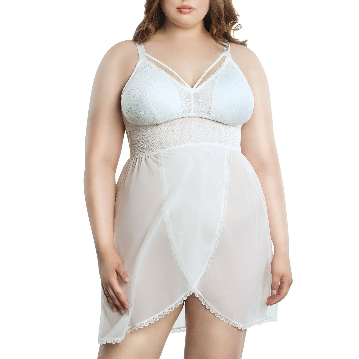 Parfait Lingerie PARFAIT Mia Lace P5959 Women's Lingerie Wire-Free Chemise - Pearl White