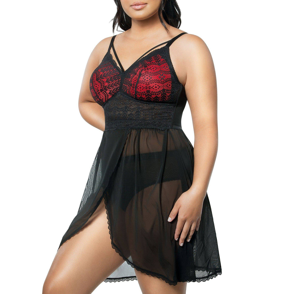 Black Mia Lace Chemise by Parfait Lingerie featuring delicate lace details and a wire-free, comfortable fit.