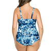 Parfait Lingerie Oceane microfiber one-piece swimsuit with splash print and knotted side detail, shown from the back.