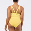 Parfait Lingerie PARFAIT Vivien S8167 One Piece Swimsuit with Shelf Bra, Shirred Detail and Bow Back Design - Lemon Drop