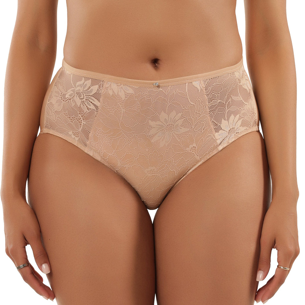 Parfait Lingerie Parfait Luxlacy P2005 Lace High-Waist Brief With Light Tummy Control And Extra Coverage - True Nude