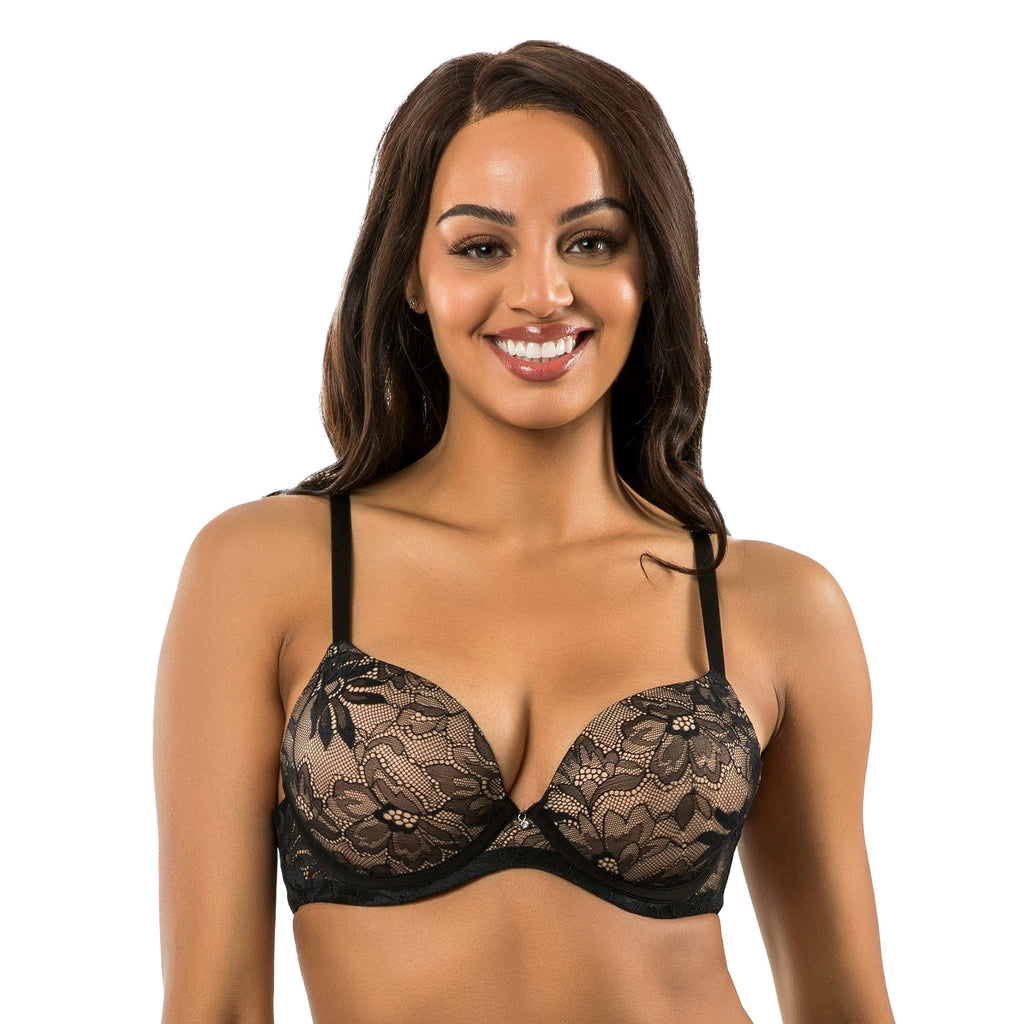 Parfait Lingerie Parfait Luxlacy P2000 Full Busted Lace Molded Padded Everyday Basic Wired T-shirt Bra - Black