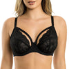Parfait Lingerie PARFAIT Olivia P4000 Full-Busted Unlined Non-Padded Plunge Strappy Lace Bra - Black