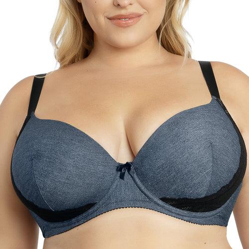 PARFAIT Casey 2801 Women's Wired Padded Plunge Seamless T-shirt Bra - Dark Blue Denim