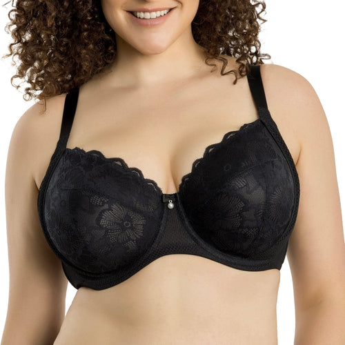 Parfait Lingerie Parfait Luxlacy Pretty Lace and Mesh Full Busted Unlined Non-Padded Wired Bra - Black