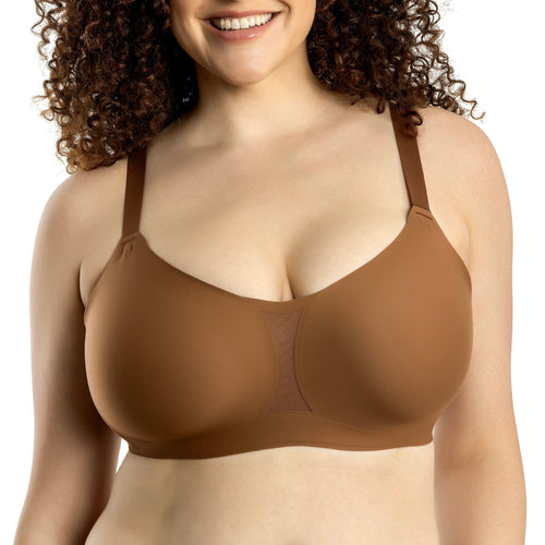 Parfait Lingerie PARFAIT Simplicity P2400 Full Busted Seamless and Smooth Everyday Basic Wirefree Bra with Removable Pads - Mocha