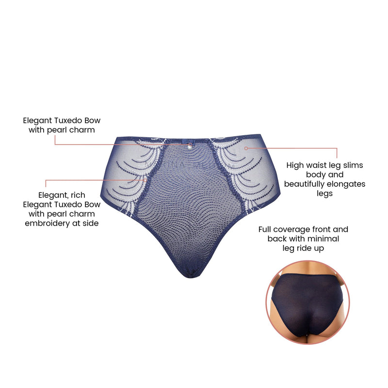 Parfait Lingerie PARFAIT Pearl P6093 Full Coverage High Waisted French Cut - Navy