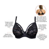 Parfait Lingerie PARFAIT Olivia P4000 Full-Busted Unlined Non-Padded Plunge Strappy Lace Bra - Black