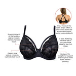 Parfait Lingerie PARFAIT Olivia P4000 Full-Busted Unlined Non-Padded Plunge Strappy Lace Bra - Black
