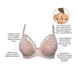 Parfait Lingerie PARFAIT Olivia P4000 Full-Busted Unlined Non-Padded Plunge Strappy Lace Bra - Cameo Rose