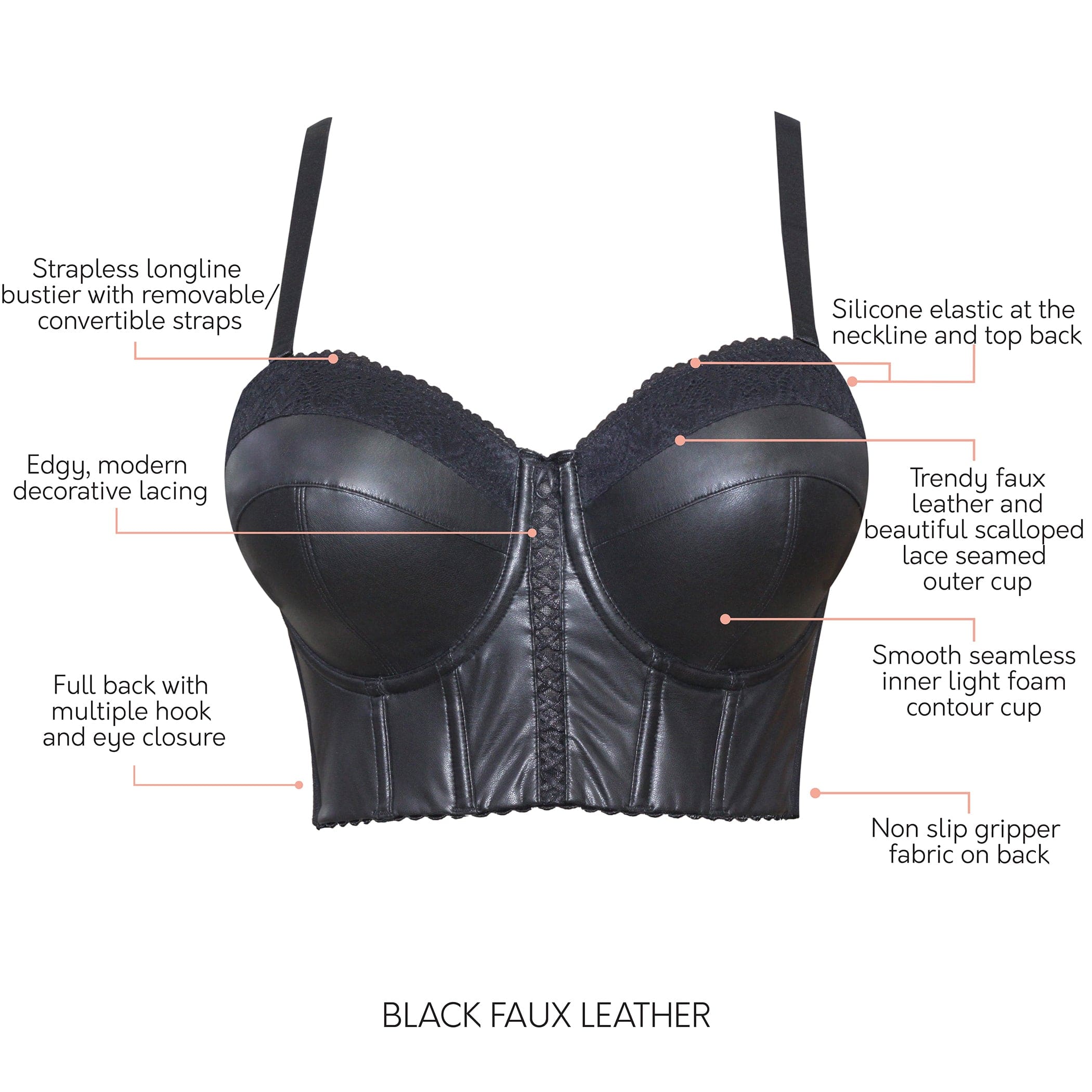 Parfait Elissa Low Back Bustier 40d Black P5017 for sale online