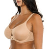Side view of Parfait Lingerie Emily full busted seamless unlined wired bra in warm sand color.