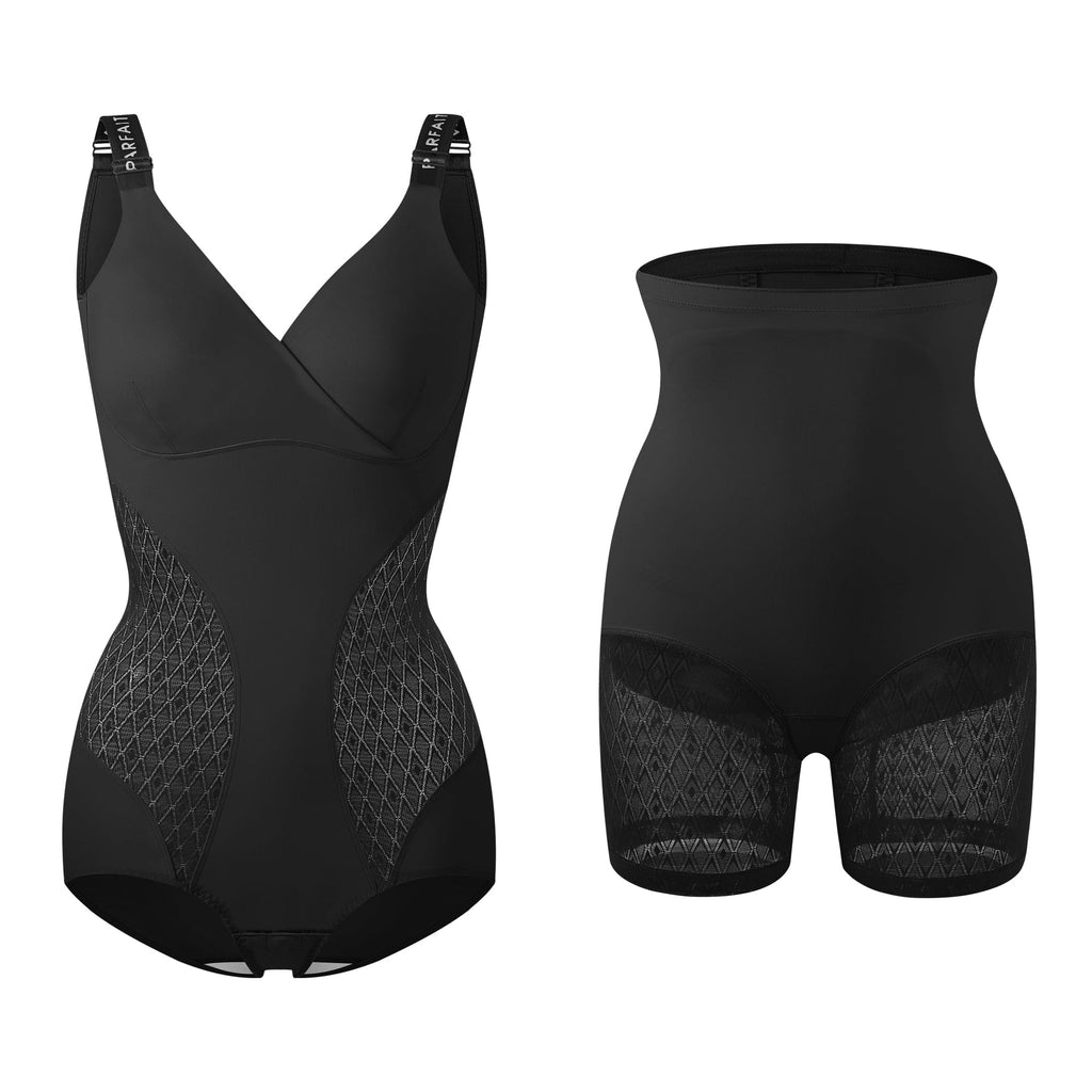 Parfait Lingerie RELAX Shaping Duo: Bodysuit & High-Waist Shaping Shorts - Black