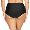 Parfait Lingerie PARFAIT Keira S8075 High-Waist Bikini Bottom with Crochet Lace Panel and Front Bow Detail - Black