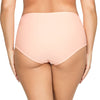 Parfait Lingerie PARFAIT Keira S8075 High-Waist Bikini Bottom with Crochet Lace Panel and Front Bow Detail - Peach