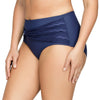 Parfait Lingerie PARFAIT Keira S8075 High-Waist Bikini Bottom with Crochet Lace Panel and Front Bow Detail - Twilight