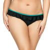 Parfait Lingerie PARFAIT Farah S8093 Microfiber Bikini Bottom with Ruffle Waistline Detail - Black w Emerald