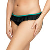Parfait Lingerie PARFAIT Farah S8093 Microfiber Bikini Bottom with Ruffle Waistline Detail - Black w Emerald