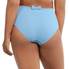 Back view of Parfait Lingerie Vivien high waist bikini bottom in Dream Blue, full coverage retro style.