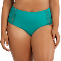 Dark mint Brigitte high-waist bikini bottom by Parfait Lingerie shown from the front view.