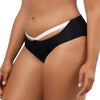 Parfait Lingerie PARFAIT Lauren S8223 Womens High Waist Bikini Bottom Contrast Panel Sculpting Swimwear - Black w White