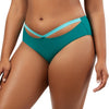Parfait Lingerie PARFAIT Lauren S8223 Womens High Waist Bikini Bottom Contrast Panel Sculpting Swimwear - Dark Mint