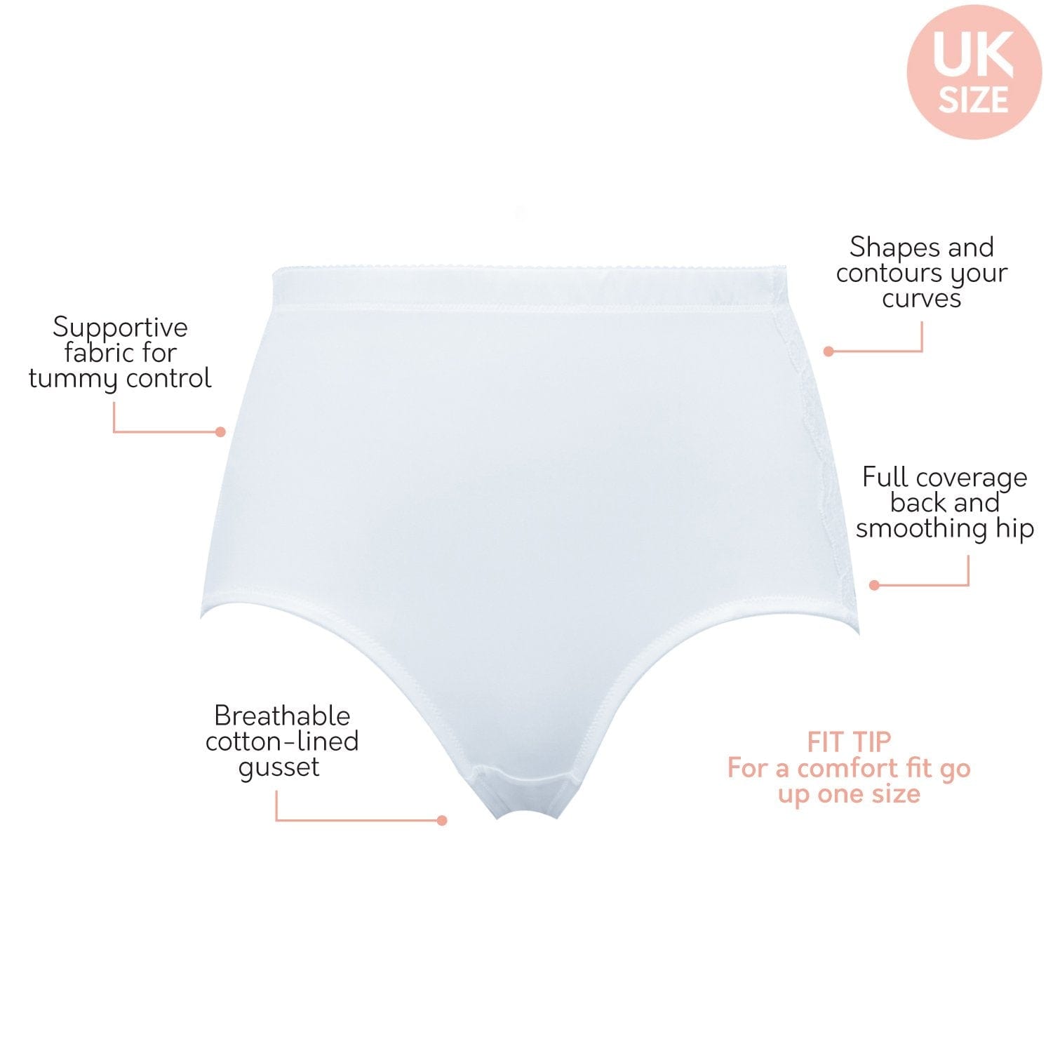 ASOS DESIGN Curve Contouring medium control high-waist knickers with lace  in white