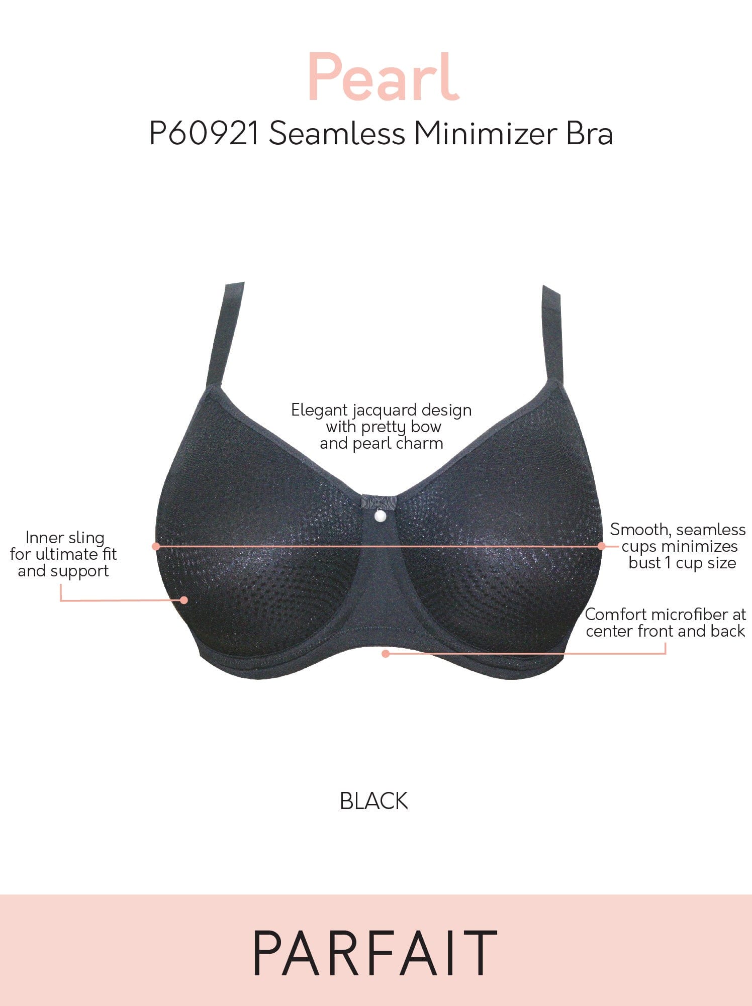 Parfait Women's Pearl Non-padded Seamless Minimizer Bra - Black - 40ddd :  Target