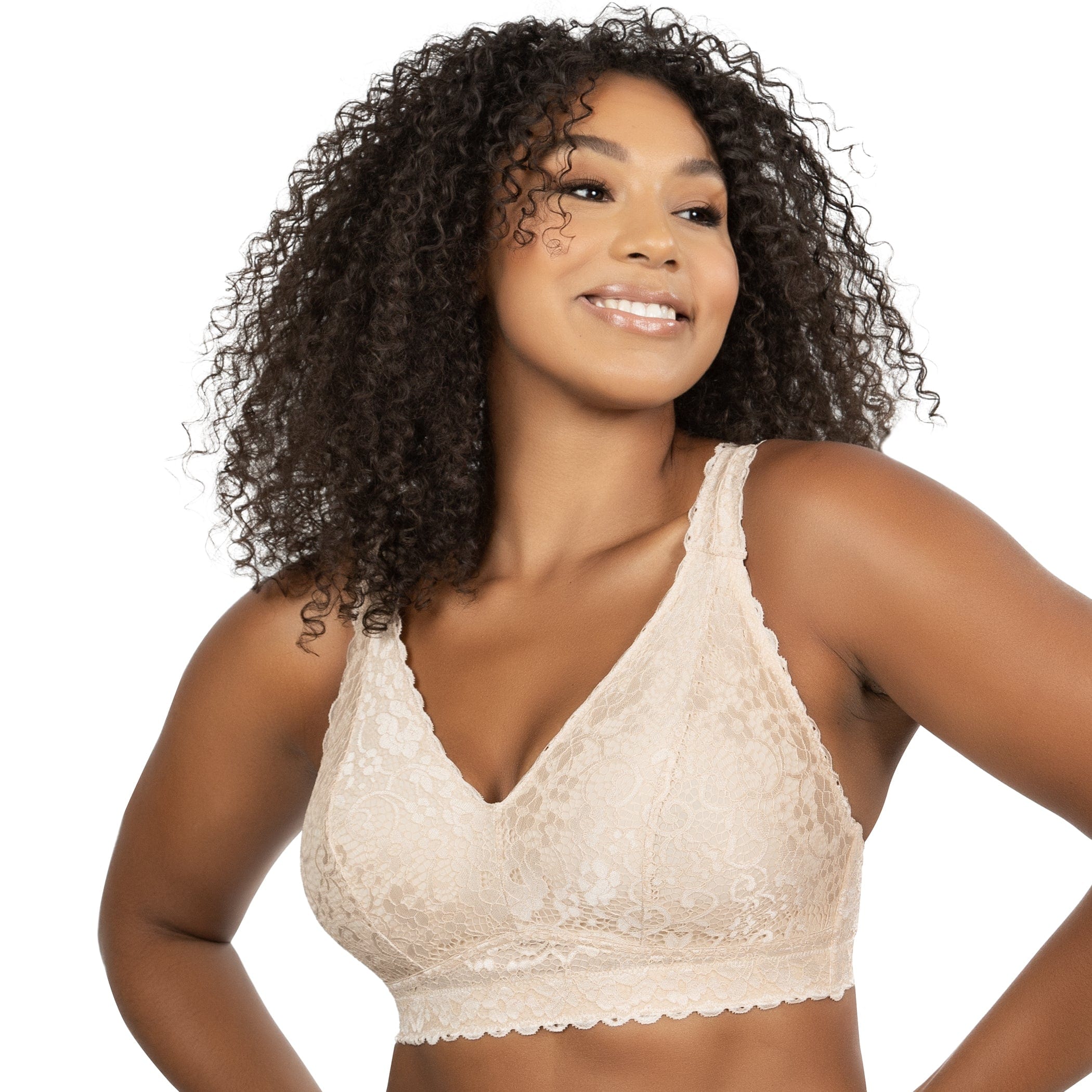 Angelina Wire-free Lace Longline Bralette with Adjustable Y-Strap (3-Pack)