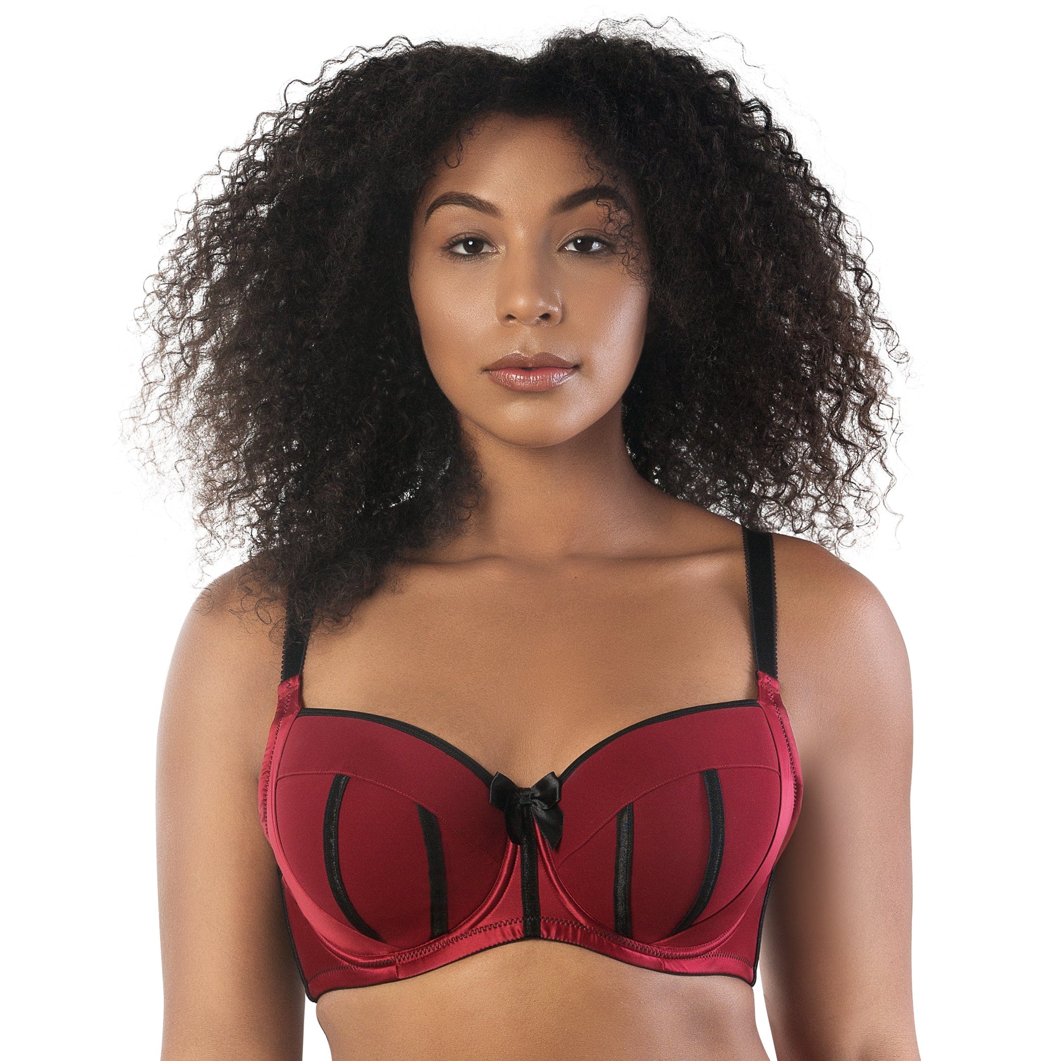 Parfait Charlotte Satin Padded Bra 6901 Rio Red Cups C-H Bands 34-44  Lingerie