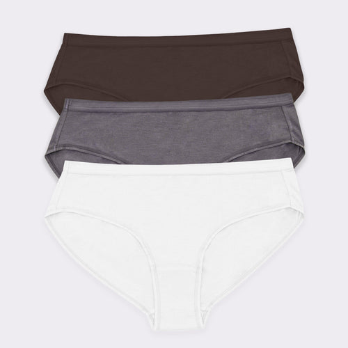 Parfait Lingerie bundle Cozy Hipster Panty Pack (3 Pack) - Charcoal/Deep Nude/White