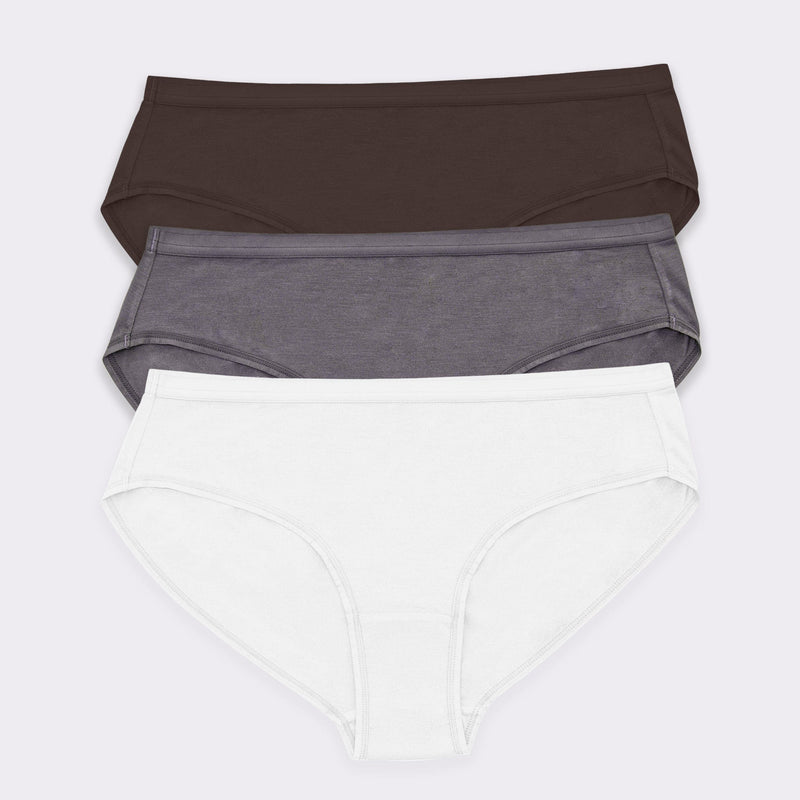 Parfait Lingerie bundle Cozy Hipster Panty Pack (3 Pack) - Charcoal/Deep Nude/White