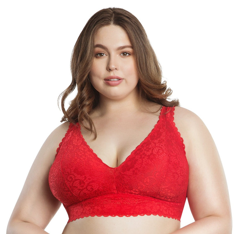 Adriana Wire-Free Lace Bralette - Racing red – Parfait Lingerie