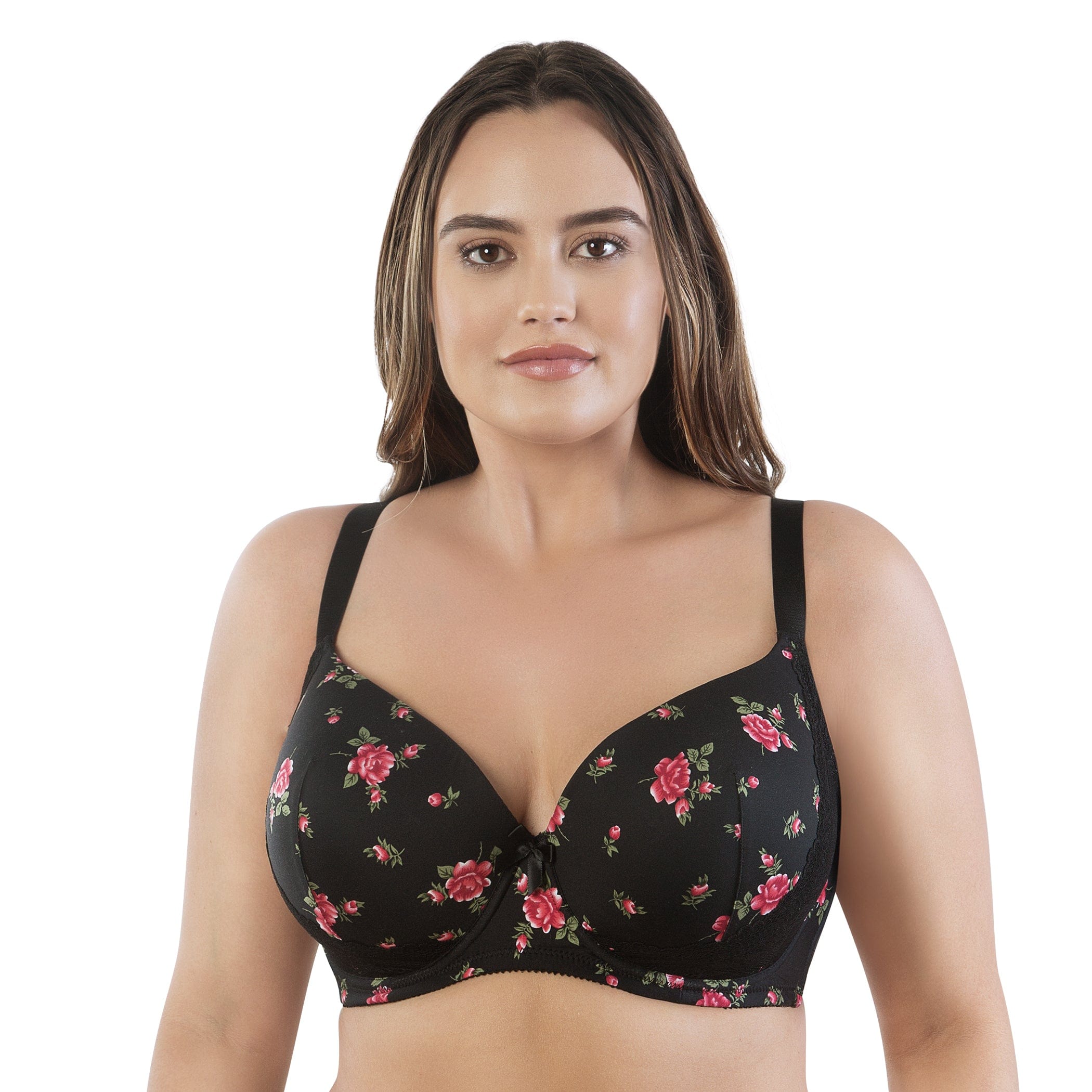 Floral Lace T-Shirt Bra in Black
