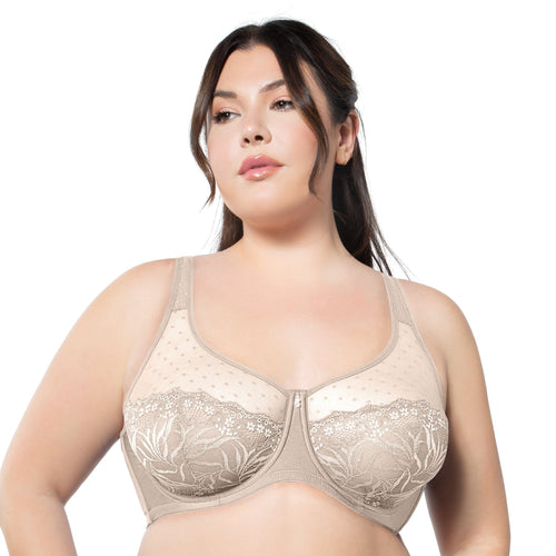 PARFAIT Paige A1672 Women's Lace Mesh Full Busted Wired Unlined Bra-Porcelain-32C  at  Women's Clothing store