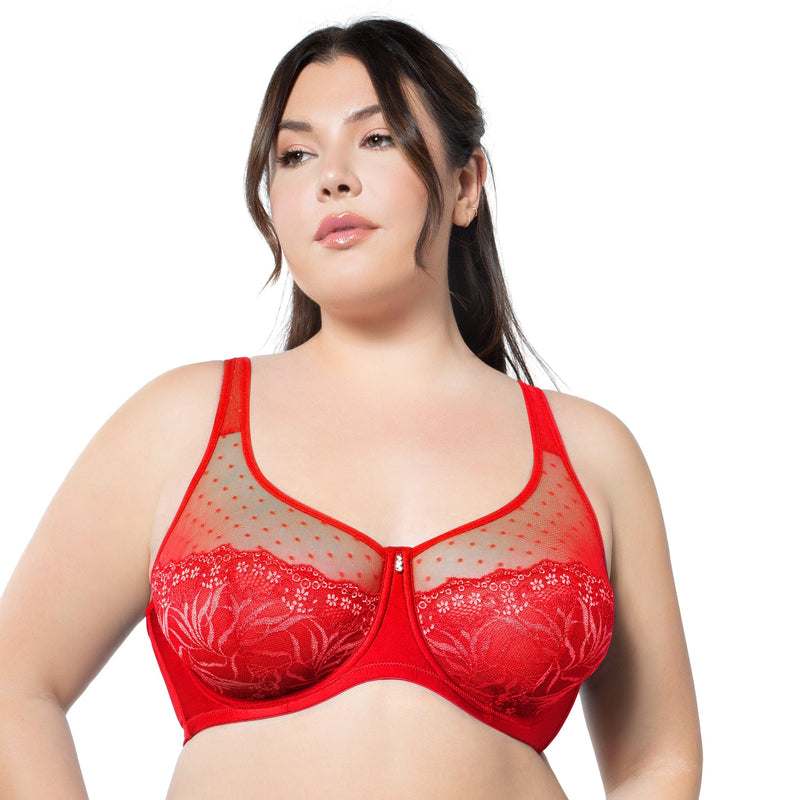 Sabreen Lingeries Cotton Ladies Red Plain Full Coverage Bra, For