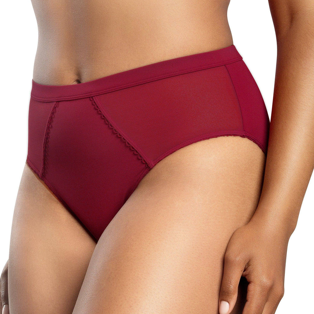 Parfait Lingerie Micro Dressy high waisted French cut panty in Rio Red, showing smooth fabric and comfortable fit.